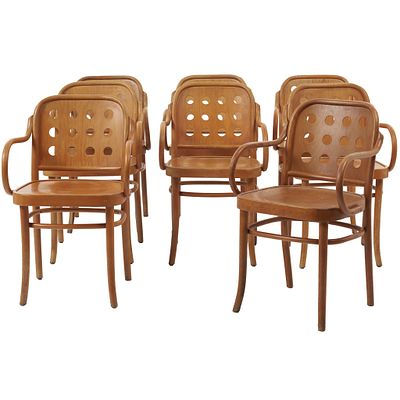 JOSEPH HOFFMANN (1870-1956) - Set of eight ‘6010’ armchairsf six armchairs 6010. Poland, c. 