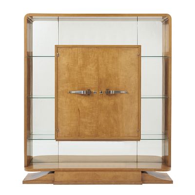 PORTUGUESE WORK (c. 1930) - Art Deco drinks cabinet. Portugal, c. 1930, carved sycamore 