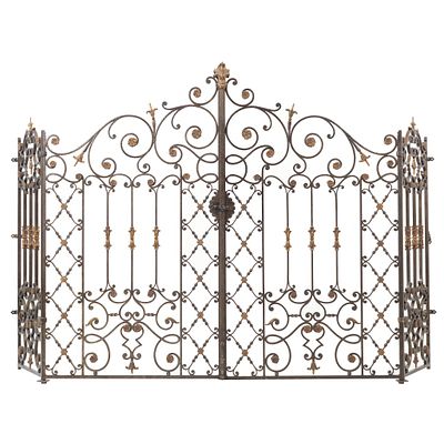 FRENCH WORK, c.1930 - Wrought Iron gate. France, c.1930., wrought and cast iron structure 