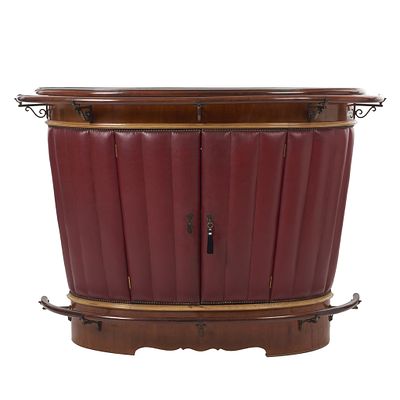 PORTUGUESE WORK, c.1930-40 - Bar counter. Portugal, c.1930-40, in beech and mahogany, top with 