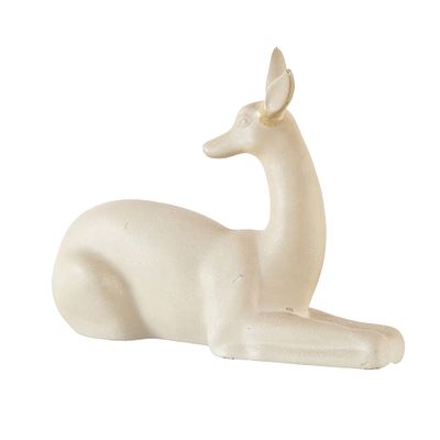 Ceramic 'deer' figure. France, c.1930, in monochrome faience, depicting a young deer lying. Ear 