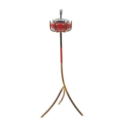 ITALIAN WORK (c. 1950) - Standing ashtray. Italy, c. 1950, stand in gilded and red-lacquered 