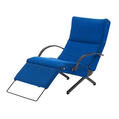OSVALDO BORSANI (1911-1985) - Blue P40 lounge chair. Italy, c.1955, structure in black enamelled 
