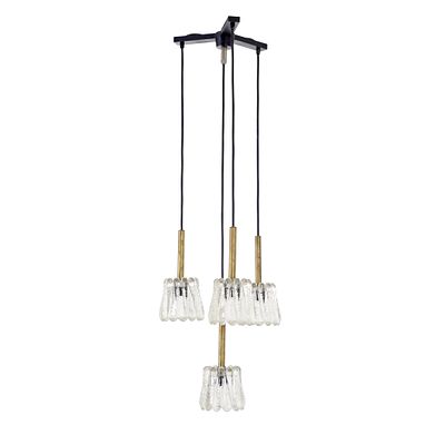 CARL FAGERLUND (1915-2011) - Ceiling lamp. Sweden, c. 1960, in gilded metal, textured glass 