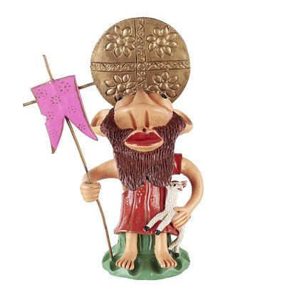 MISTERIO (1921-1995) - 'Saint John the Baptist'. Polychrome folk clay sculpture, signed. Signs 