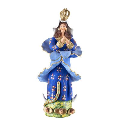 MARIA LU&Iacute;SA (1934-2015) - Our Lady of the Conception in Estremoz clay. Popular painted clay 
