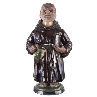 'Friar' bobble head bottle from Caldas. Faience from Caldas da Rainha, 19th/20th century, made 