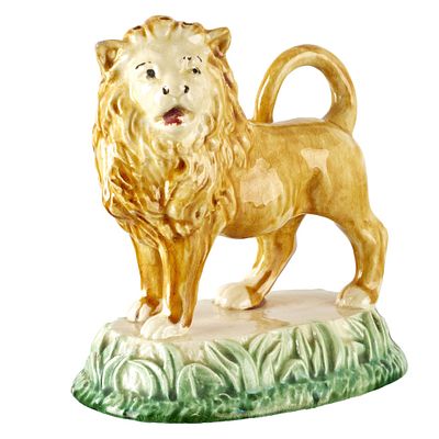 'Lion' toothpick holder in Caldas da Rainha faience. Caldas da Rainha faience, c.1900, made by 