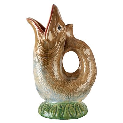 'Fish' jug in Caldas da Rainha faience. In faience from Caldas da Rainha, 20thC, made by Germano 