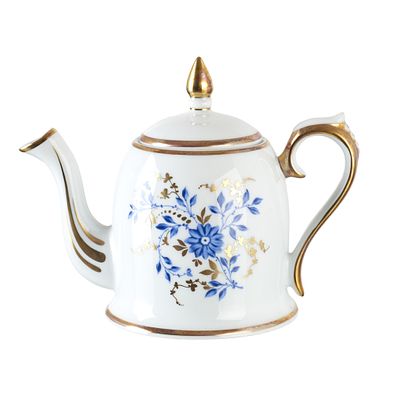 VISTA ALEGRE - 'Garibaldi' teapot, Collectors' Club 2001. Vista Alegre porcelain, gilt and blue 