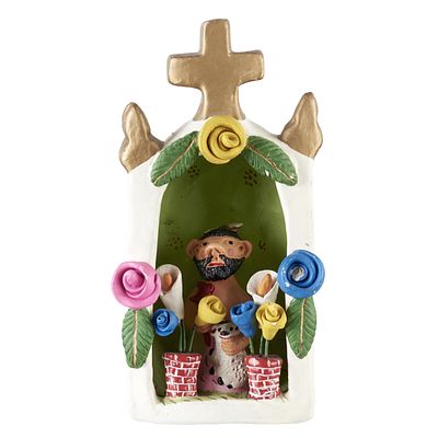 MISTERIO (1921-1995) - All Souls. Polychrome folk clay sculpture, signed. Signs of wear, minor 