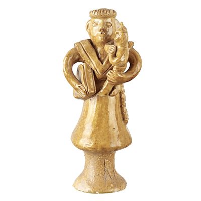 ROSA RAMALHO (1888-1984) - Saint Anthony with the Infant Jesus. Glazed clay folk sculpture 
