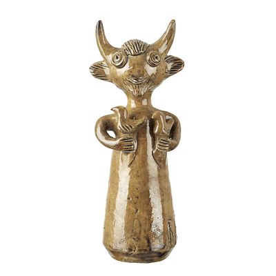 ROSA RAMALHO (1888-1984) - Devil. Glazed clay folk sculpture, signed RR. Signs of use. Dim.: 20cm.