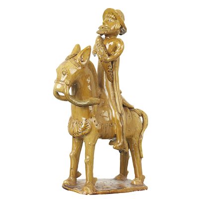 ROSA RAMALHO (1888-1984) - Knight. Glazed folk clay sculpture. Signed RR. Signs of use. Dim.: 44.5cm.
