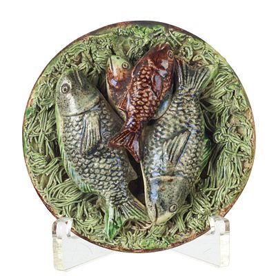 'Fish' earthenware plate from Caldas. Caldas earthenware, produced by Jos&eacute; Francisco de Sousa 