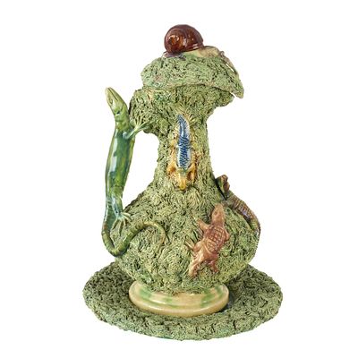 'Lizards ' earthenware jug by Manuel Mafra. Caldas da Rainha earthenware, manufactured by Manuel 