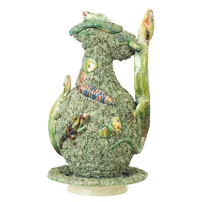 'Lizards' earthenware jug by Jos&eacute; Cunha. Caldas da Rainha earthenware, produced by Jos&eacute; A. Cunha 