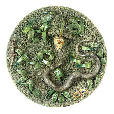 Large earthenware plate by Manuel Mafra. Caldas da Rainha earthenware, made by Manuel Mafra 