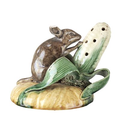 'Mouse on a Corn Cob' toothpick holder in earthenware by Jos&eacute; Cunha. Caldas da Rainha 