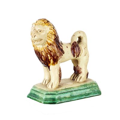 'Lion' toothpick holder in earthenware by Manuel Mafra. Caldas earthenware, made by Manuel Mafra 
