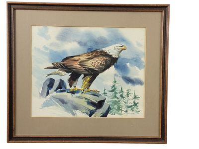BALD EAGLE BY ALBERT PARELLA (OHIO, 1909-1999). Ohio, latter half 20th century, watercolor on 