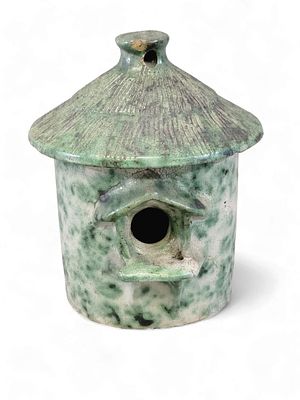 DALTON POTTERY BIRDHOUSE. Dalton, Wayne County, Ohio, early 20th century. Cylindrical house with 