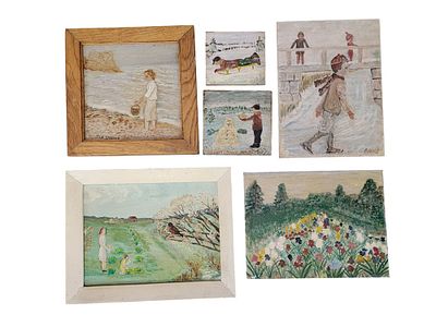 SIX PAINTINGS BY EARL HASTINGS BEYMER (OHIO, 1890-1975). Oil on board and wood. Six paintings by 