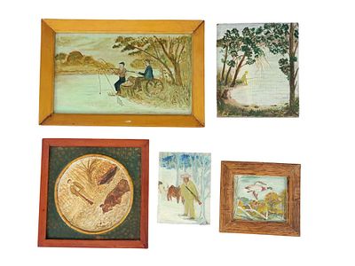 FIVE PAINTINGS BY EARL HASTINGS BEYMER (OHIO, 1890-1975). Oil on board and wood. Five paintings 
