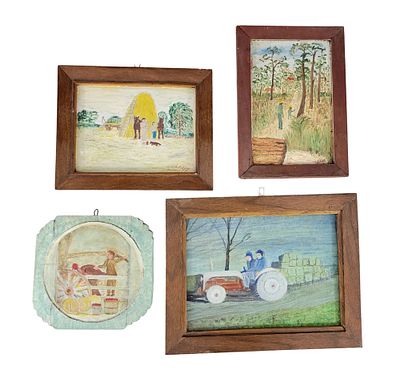 FOUR PAINTINGS BY EARL HASTINGS BEYMER (OHIO, 1890-1975). Oil on board and wood. Four paintings 
