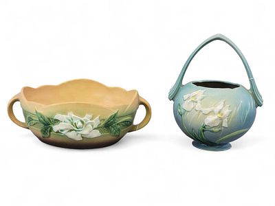 TWO PIECES OF ROSEVILLE POTTERY. Ohio, 1939-1950, stoneware. Two pieces of Roseville Pottery. A 