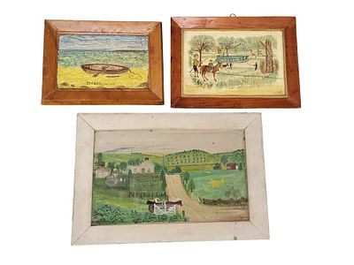 THREE PAINTINGS BY EARL HASTINGS BEYMER (OHIO, 1890-1975). Oil on board and wood. Three 
