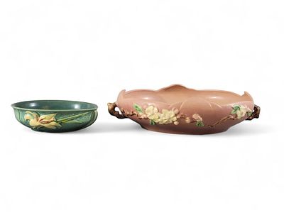 TWO ROSEVILLE POTTERY BOWLS. Ohio, 1946-1949, stoneware. Two Roseville Pottery bowls. A small 