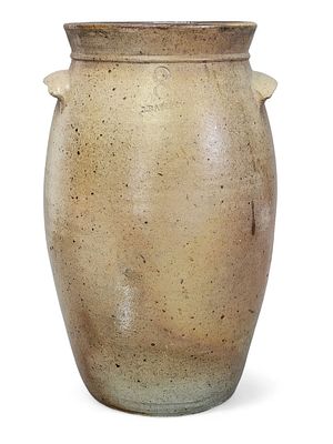 MUSKINGUM COUNTY, OHIO STONEWARE CHURN. Joseph Rambo (1823-1881), Newtown Township, 1860-1880. 