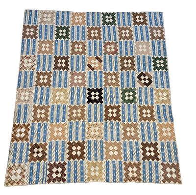 CHIMNEY SWEEP PATCHWORK QUILT. American, 19th century, cotton. A patchwork quilt with 'Chimney 
