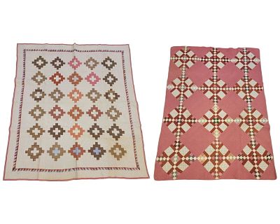 CHIMNEY SWEEP PATCHWORK QUILTS. American, 19th century, cotton. Two quilts: a patchwork quilt in 