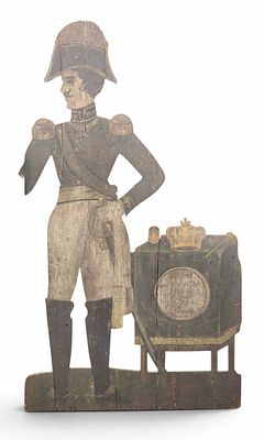 SILHOUETTE SCULPTURE OF A MILITARY OFFICER. 19th century, pine. Possibly a trade sign. Life-size 