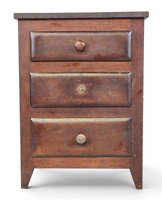 MINIATURE CHEST OF DRAWERS. Ohio or Pennsylvania, mid-19th century, walnut, pine, and poplar. 