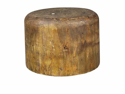ZOAR, OHIO HAT BLOCK. Initialed "JA" for Jacob Ackerman, 1870-1900, oak. Used to make the 