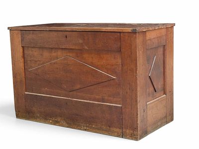 DIAMOND-PANELED STORAGE CHEST. Midwestern or possibly Canadian, 3rd quarter-19th century, cherry 