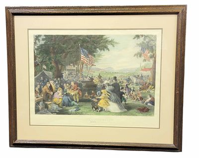 AMERICAN CENTENNIAL PRINT AFTER F.A. CHAPMAN (1818-1891). "The Day We Celebrate 1876," engraved 