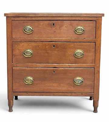 CHILD'S SHERATON CHEST OF DRAWERS. Ohio or Pennsylvania, 1820-1840, cherry and poplar. Three 
