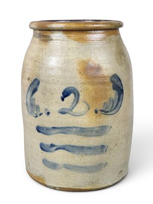 COBALT DECORATED STONEWARE JAR. Probably western Pennsylvania 3rd quarter-19th century. 