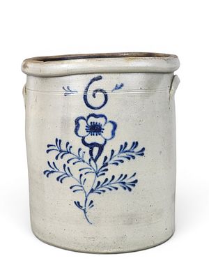 OHIO DECORATED STONEWARE JAR. Probably Atwater area, 3rd quarter-19th century. Six-gallon jar 