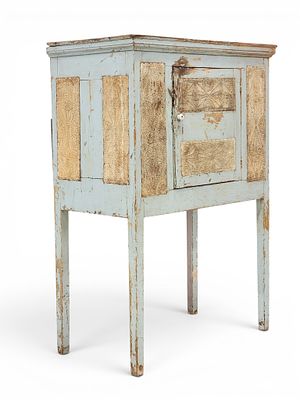 PAINTED PIE OR FOOD SAFE. Probably Southern, mid-19th century, poplar. High-legged safe with 