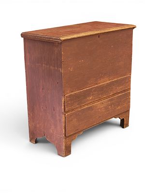 PAINTED MULE CHEST. Probably New England, early 19th century, pine. Chest over two lipped 