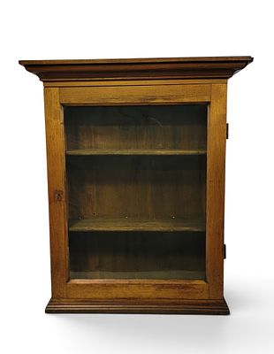 ZOAR, OHIO HANGING CUPBOARD. Tuscarawas County, mid-19th century, walnut and poplar. A "glas 