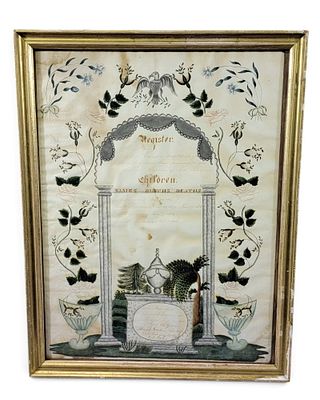 MASSACHUSETTS FAMILY RECORD & MEMORIAL. Essex County, c. 1846. Central memorial flanked by 