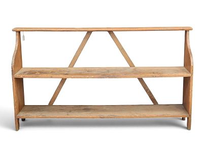 AMERICAN BUCKET BENCH. 19th century, pine. Small size, with an early and grungy surface. 31" 