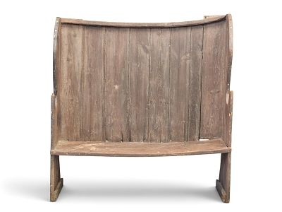 18TH-CENTURY SETTLE BENCH. Probably American, pine. Small size, with a slightly bowed shape 