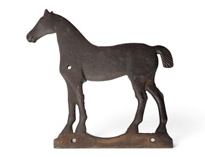 DEMPSTER MILL BOB-TAIL HORSE WINDMILL WEIGHT. Beatrice, Nebraska, late 19th century, cast iron. 